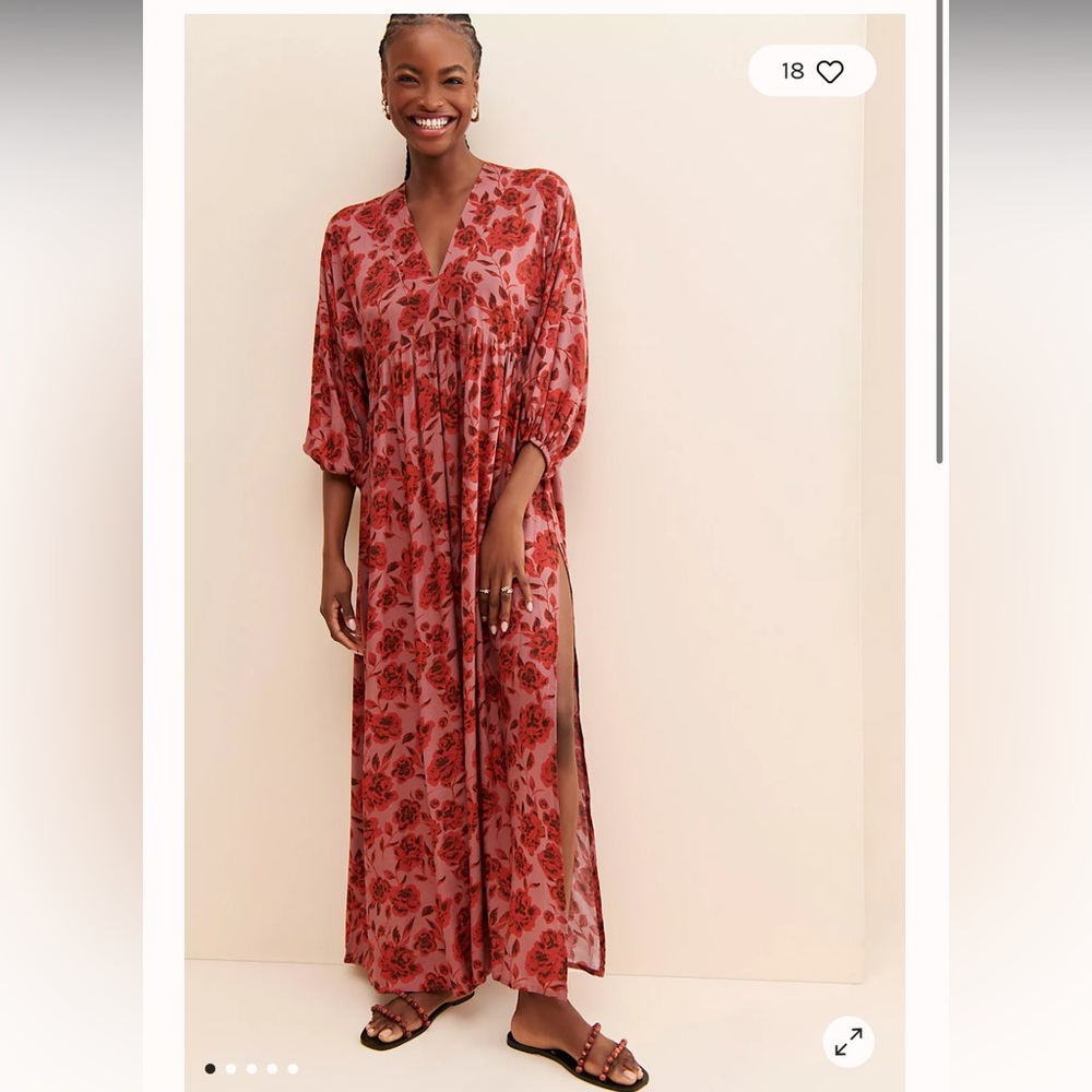 Jen's Pirate Booty High Summer Floral Maxi Dress in Red and Pink M